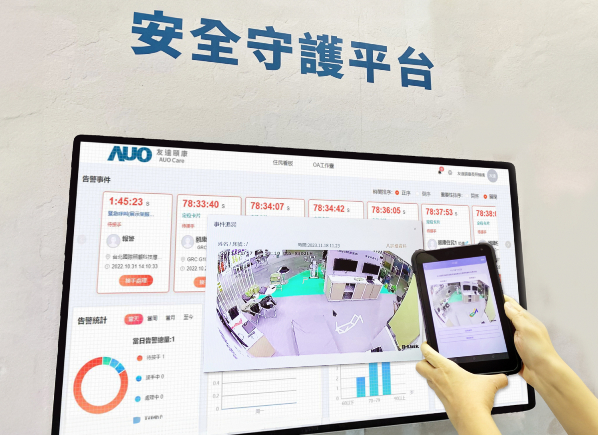 zoty中欧体育颐康整合软硬件包含跌倒侦测、智能床垫和紧急呼叫管理等，透过安全守护平台进行IoT设备统一监控与管理，提供长照场域落实安全守护方案